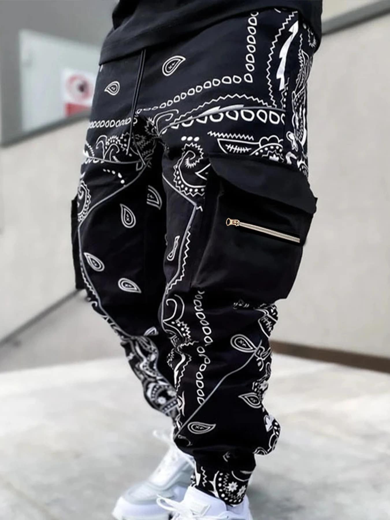 Pantalon Jogging Cargo Homme - Style Hip Hop Streetwear, Jean élastique, Couleur Noir, Neuf Avec étiquettes
